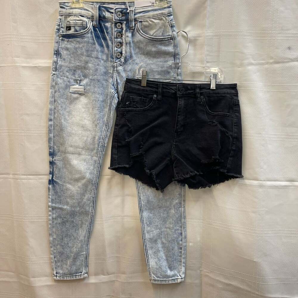 KanCan Denim Skinny Jeans Size 5/26 Light Blue Acid Wash Distressed